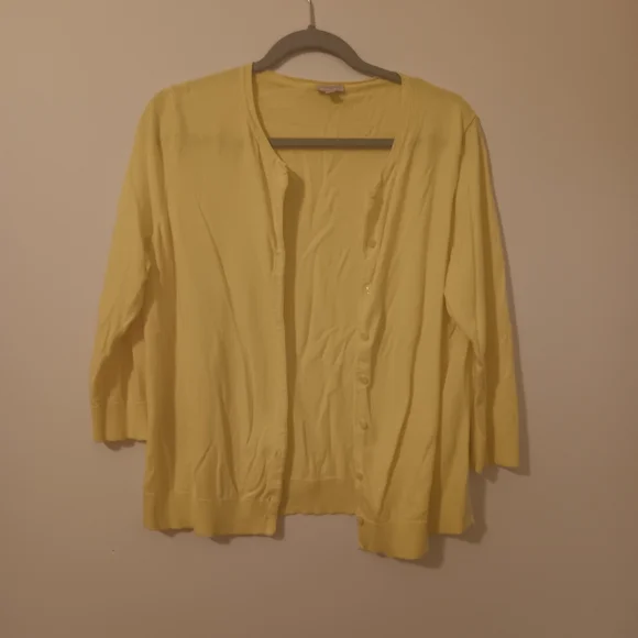 Talbots Yellow Long Sleeve Button Front Cardigan Large - Picture 4 of 5